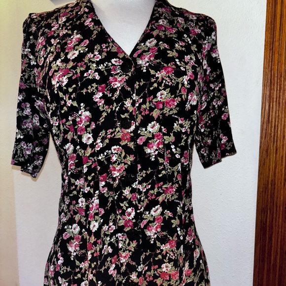 Vintage Compagnie Internationale EXPRESS floral Maxi dress sz 9 quarter sleeve - Picture 3 of 6